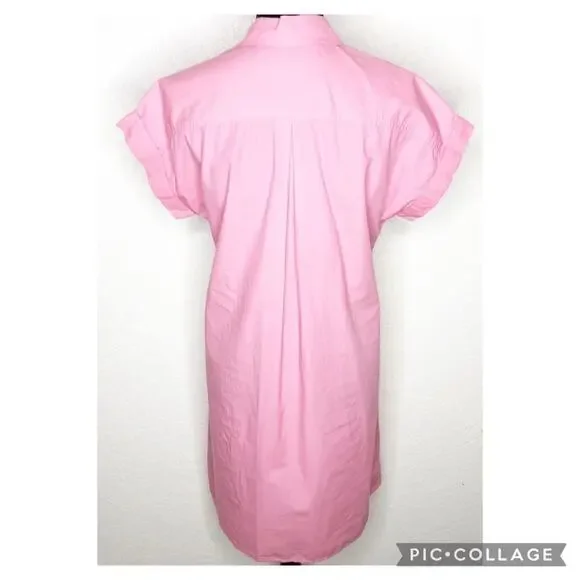 NavyBleu pink short sleeve button front shirt dress size Small - Picture 13 of 13